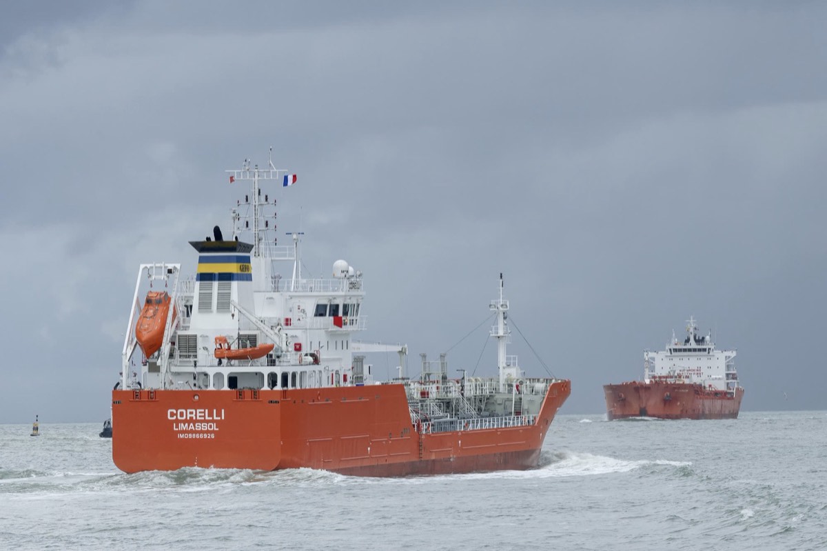 Product tanker underway at sea